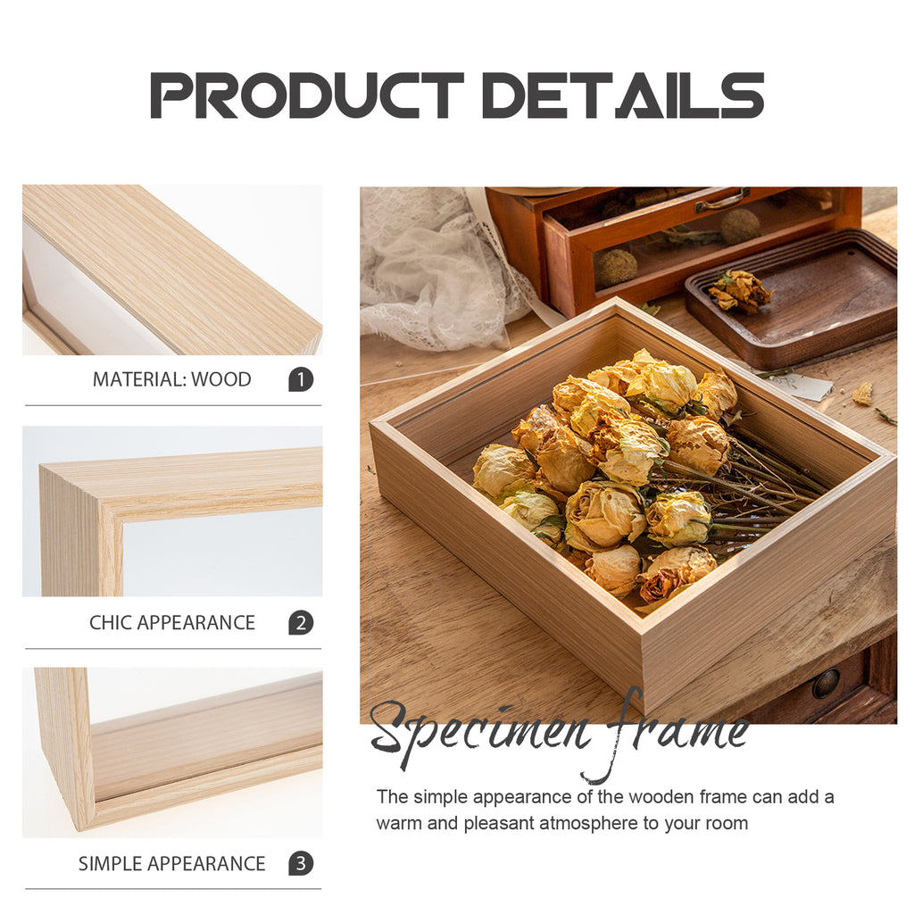 3D Photo Frame Hollow Dried Flower Photo Frame Diy Craft Three-dimensional Dry Desk Khaki Specimen Display Home Decoration