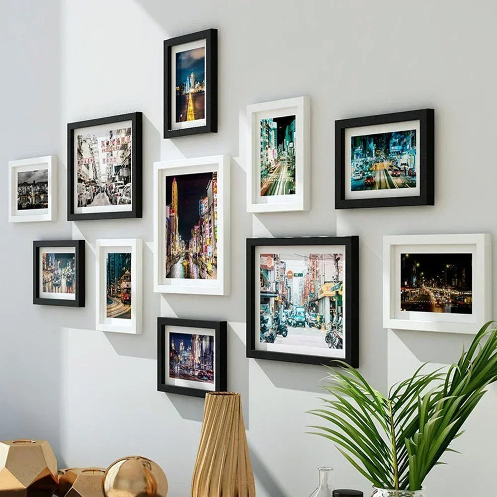 Living Room Photo Frame 11PCS American Wall Combination Wooden Hanging Picture Frame Creative Restaurant Home Decoration