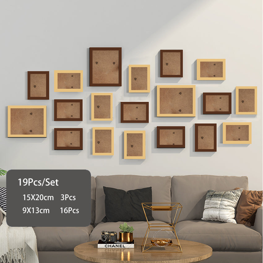 14 or 19Pcs/Set Wood Photo Frames For Pictures Wall Picture Frame Wooden Frame Wall Hanging Photo Decor Wedding Party Home Decor
