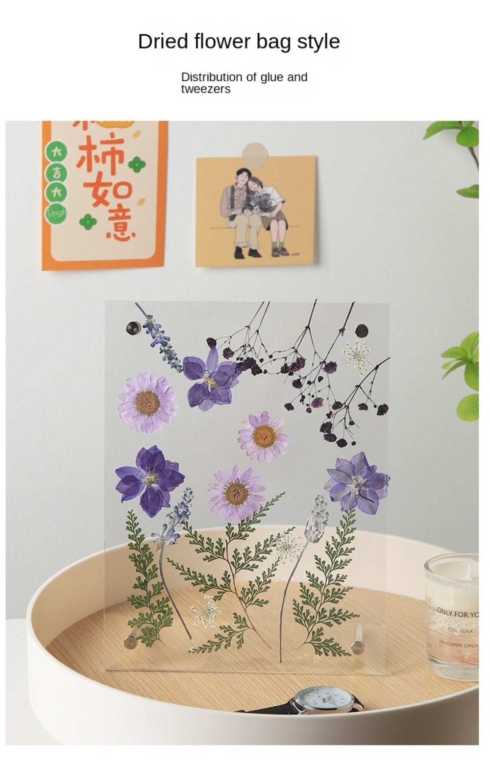 New DIY Glass Picture Frame Double-Sided Transparent Display Stand Decorative Handmade Acrylic Photo Frame For Dried Flowers