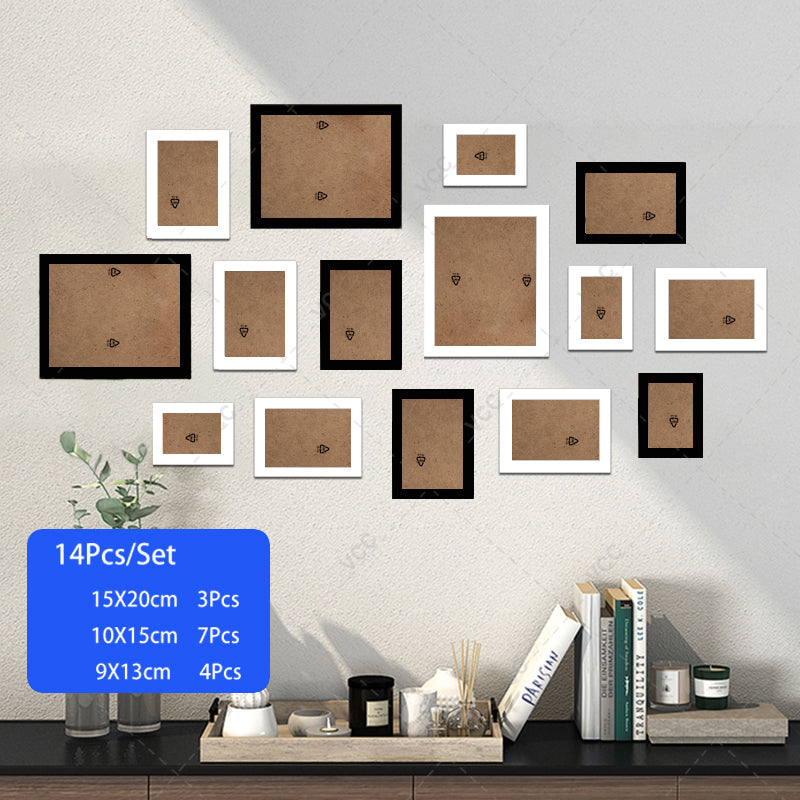 14 or 19Pcs/Set Wood Photo Frames For Pictures Wall Picture Frame Wooden Frame Wall Hanging Photo Decor Wedding Party Home Decor