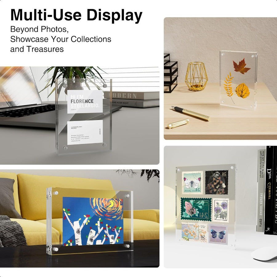 Acrylic Picture Frames 4x6 3 Pack Strong Magnetic Photo Frame Double Sided Clear Picture Frames with Microfiber Cloth Framel St