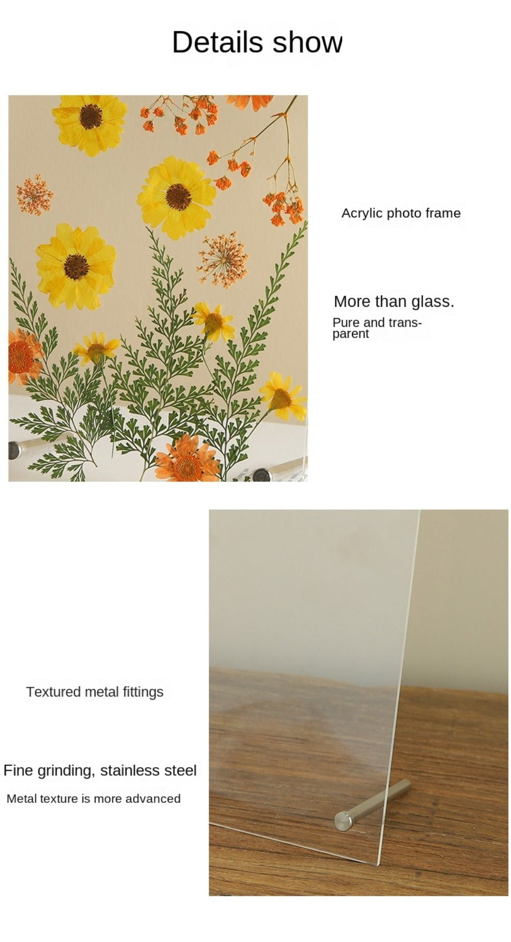 New DIY Glass Picture Frame Double-Sided Transparent Display Stand Decorative Handmade Acrylic Photo Frame For Dried Flowers