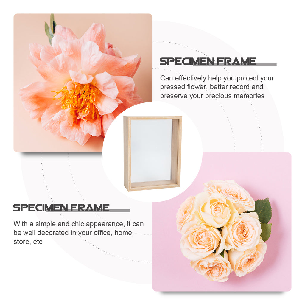 3D Photo Frame Hollow Dried Flower Photo Frame Diy Craft Three-dimensional Dry Desk Khaki Specimen Display Home Decoration