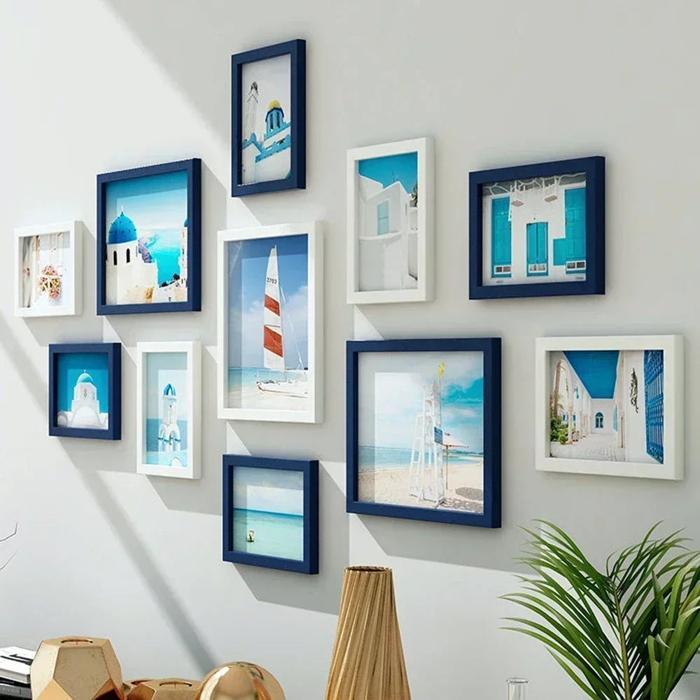 Living Room Photo Frame 11PCS American Wall Combination Wooden Hanging Picture Frame Creative Restaurant Home Decoration