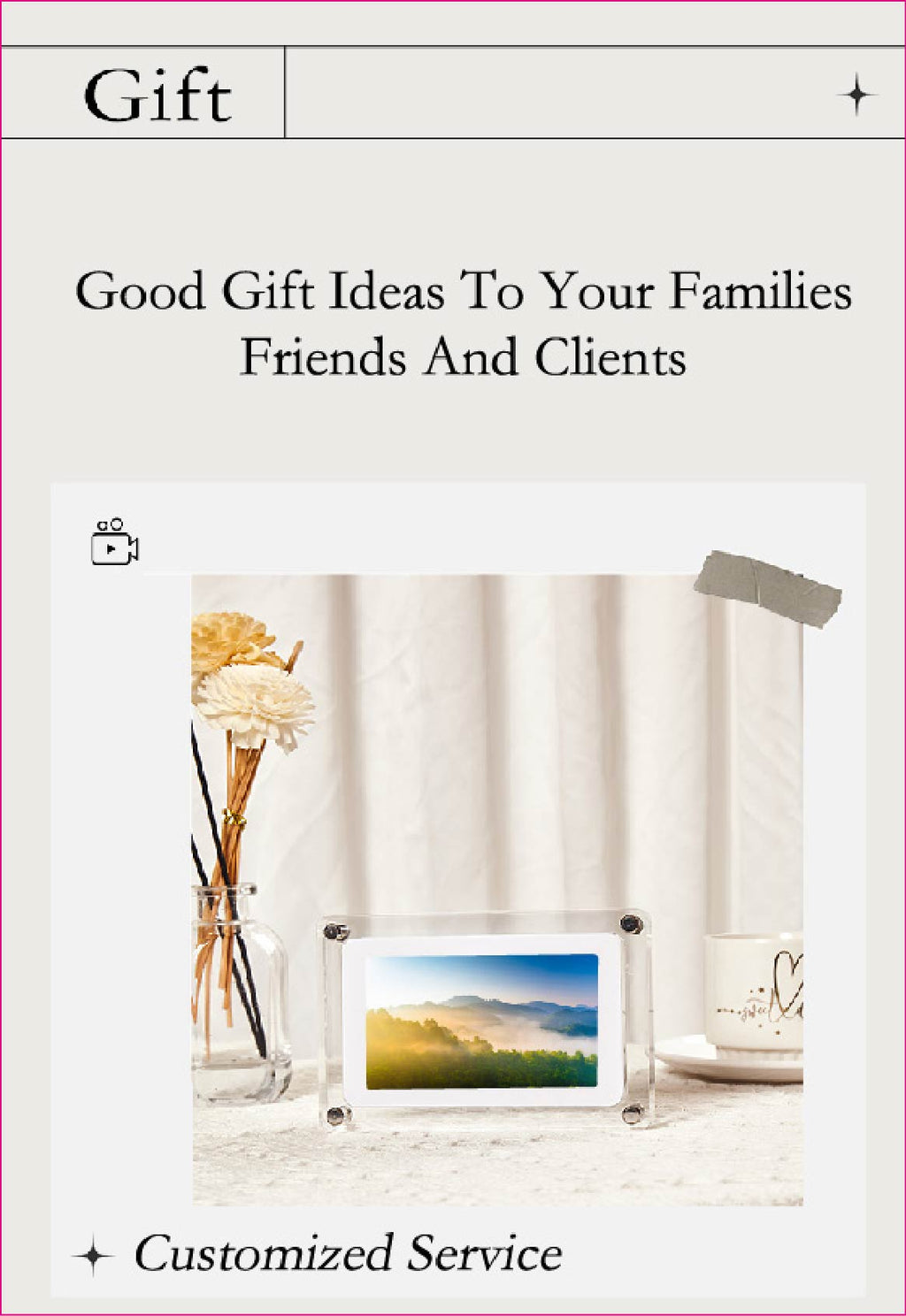 2024 hot selling 10.1-inch acrylic digital frames 8GB 2000mah with removable stander horizontal vertical play gravity version