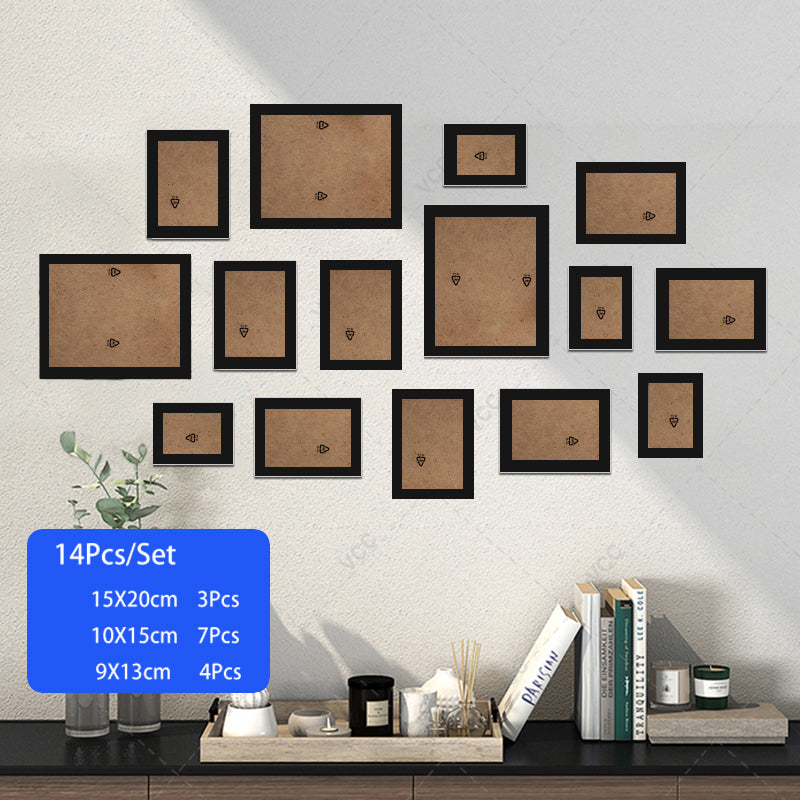 14 or 19Pcs/Set Wood Photo Frames For Pictures Wall Picture Frame Wooden Frame Wall Hanging Photo Decor Wedding Party Home Decor