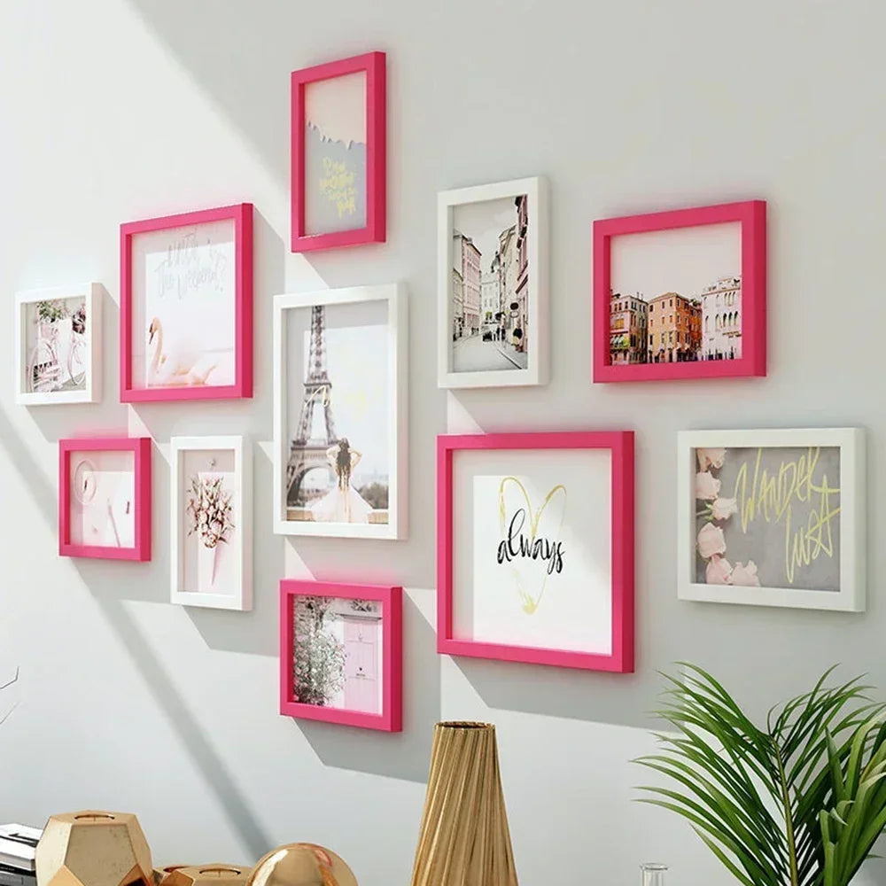 Living Room Photo Frame 11PCS American Wall Combination Wooden Hanging Picture Frame Creative Restaurant Home Decoration
