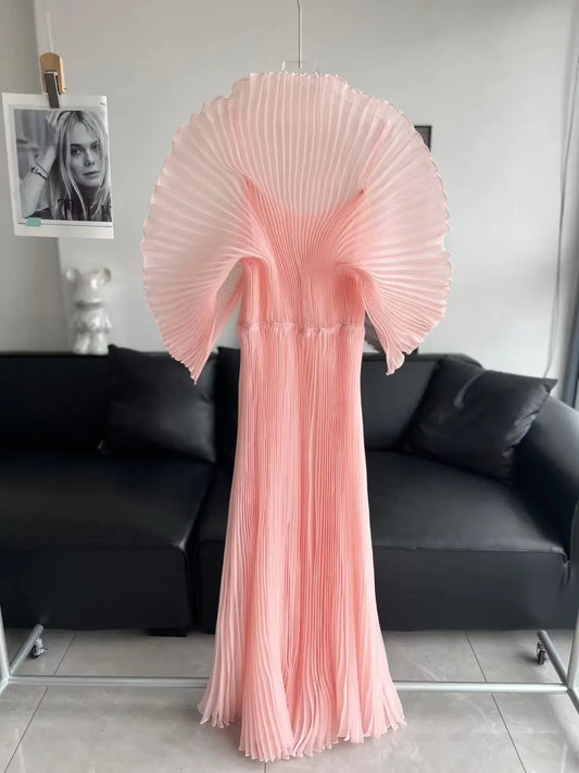 Fold Miyake Folds 2024 Fall New Women's Hand-pleated Loose Dress Plus-size Women's Evening Dress