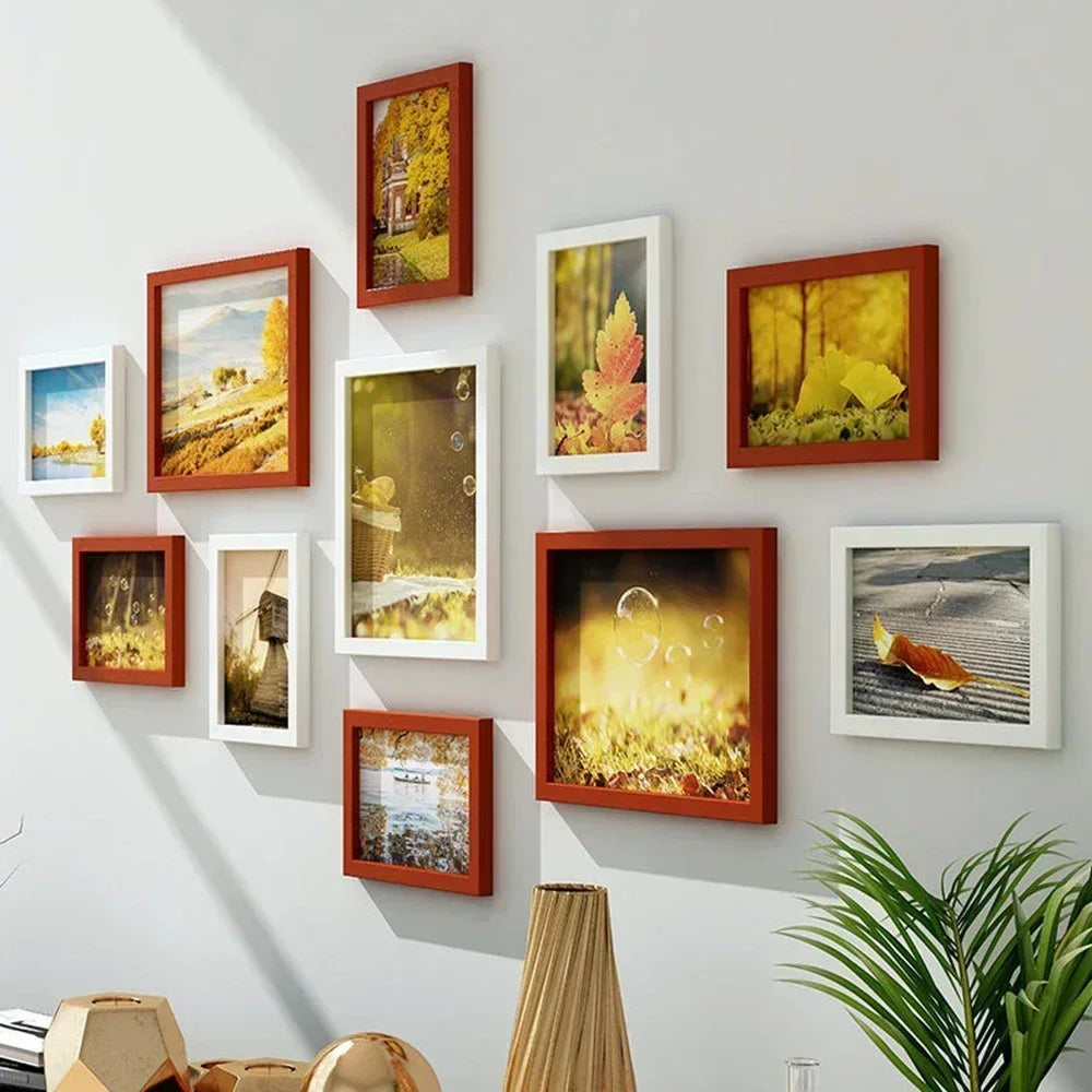 Living Room Photo Frame 11PCS American Wall Combination Wooden Hanging Picture Frame Creative Restaurant Home Decoration