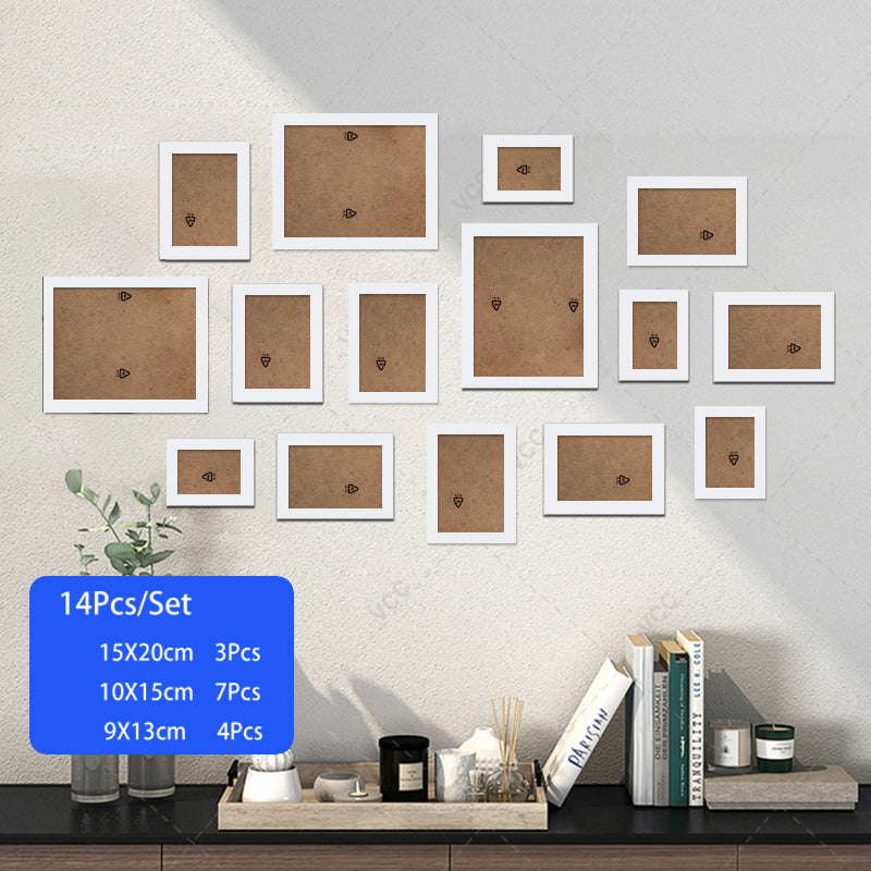 14 or 19Pcs/Set Wood Photo Frames For Pictures Wall Picture Frame Wooden Frame Wall Hanging Photo Decor Wedding Party Home Decor