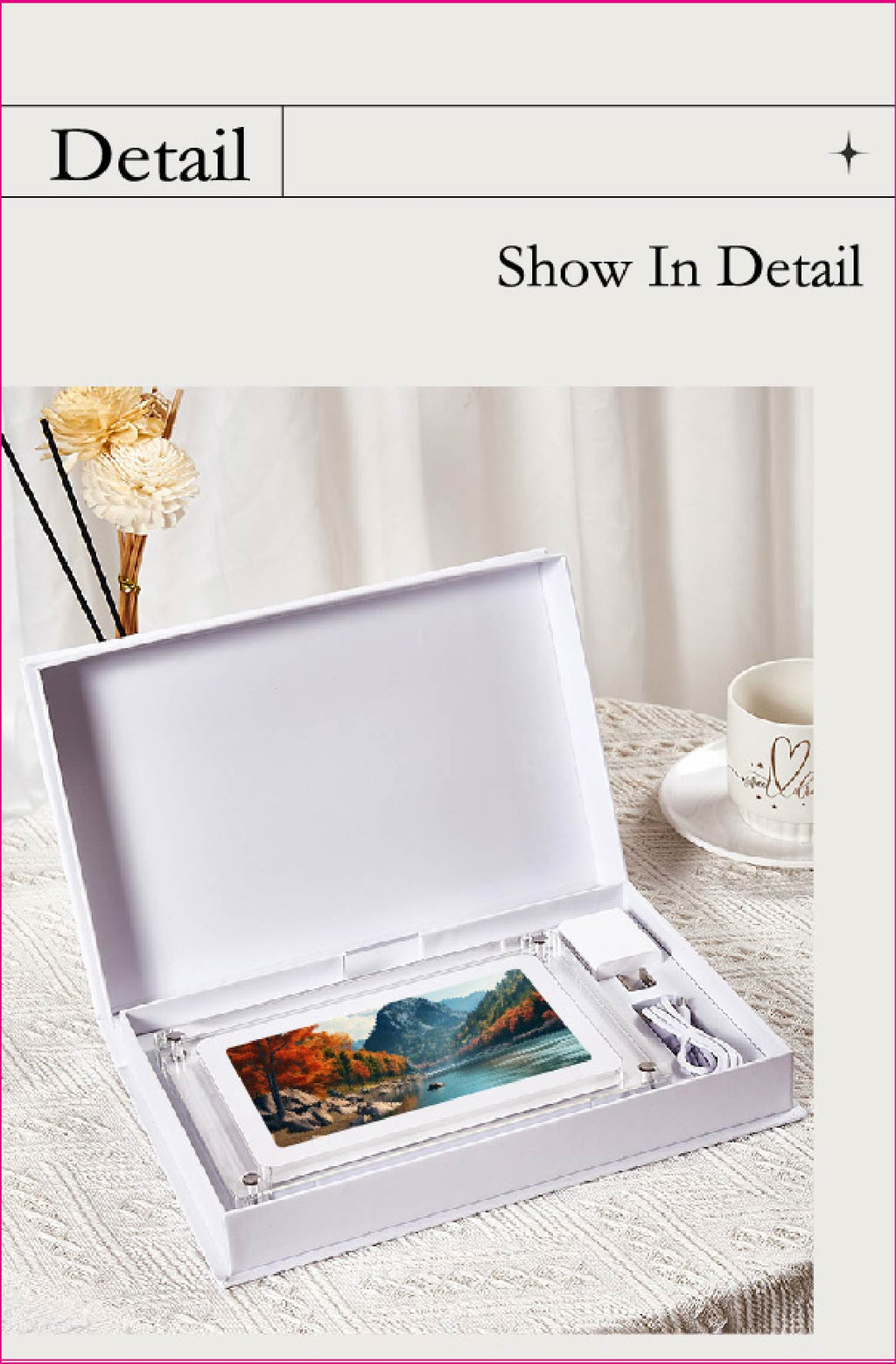 2024 hot selling 10.1-inch acrylic digital frames 8GB 2000mah with removable stander horizontal vertical play gravity version