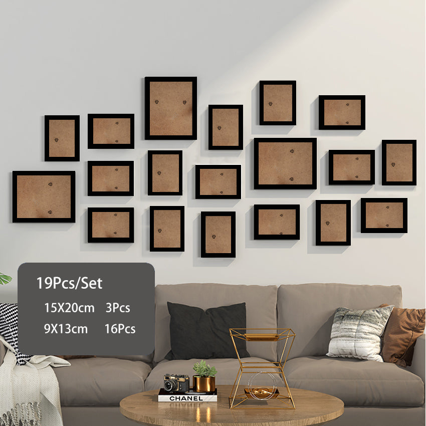 14 or 19Pcs/Set Wood Photo Frames For Pictures Wall Picture Frame Wooden Frame Wall Hanging Photo Decor Wedding Party Home Decor