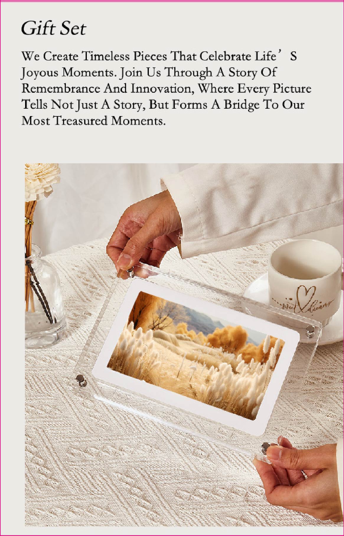 2024 hot selling 10.1-inch acrylic digital frames 8GB 2000mah with removable stander horizontal vertical play gravity version