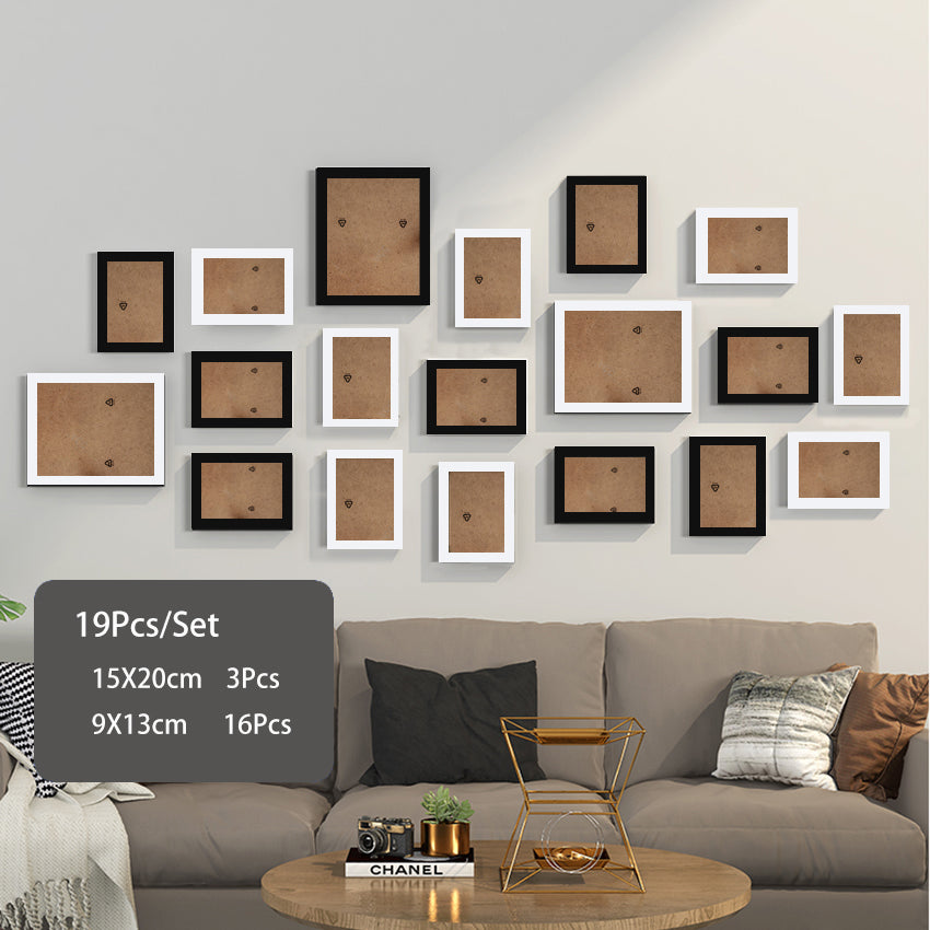 14 or 19Pcs/Set Wood Photo Frames For Pictures Wall Picture Frame Wooden Frame Wall Hanging Photo Decor Wedding Party Home Decor