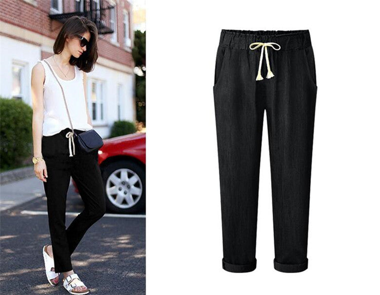 Plus size Jeans 2024 Casual Loose Elastic Waist Loose denim Trousers Women Autumn Solid Color Cotton baggy jeans women 6XL
