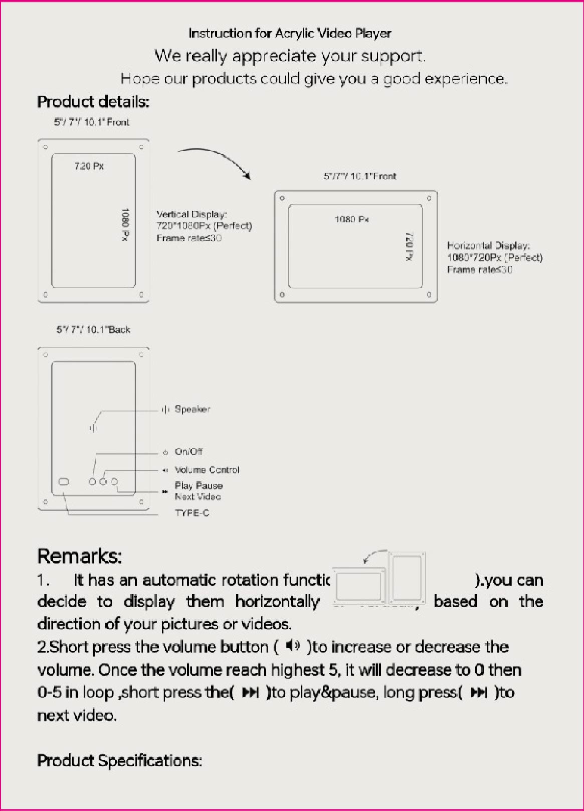 2024 hot selling 10.1-inch acrylic digital frames 8GB 2000mah with removable stander horizontal vertical play gravity version