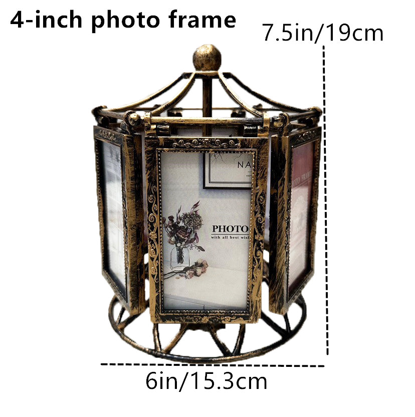 4/5 Inch Photo Frame Wedding Picture Frame Vintage Decoration Home Ornaments Living Room Desk Office Windmill Carousel Frames