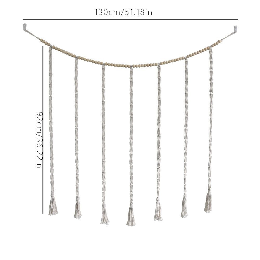 Macrame Hanging Photo Display Wall Decor Boho Wooden Beads Garland Picture Frame Holder with 30 Clips Bedroom Living Room Gifts