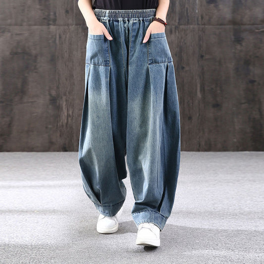 New Baggy Oversize Jeans Women Denim Casual Cross Pants Female Vintage Harem Pants Trousers Bloomers 2024 Mom Wide Leg Jeans