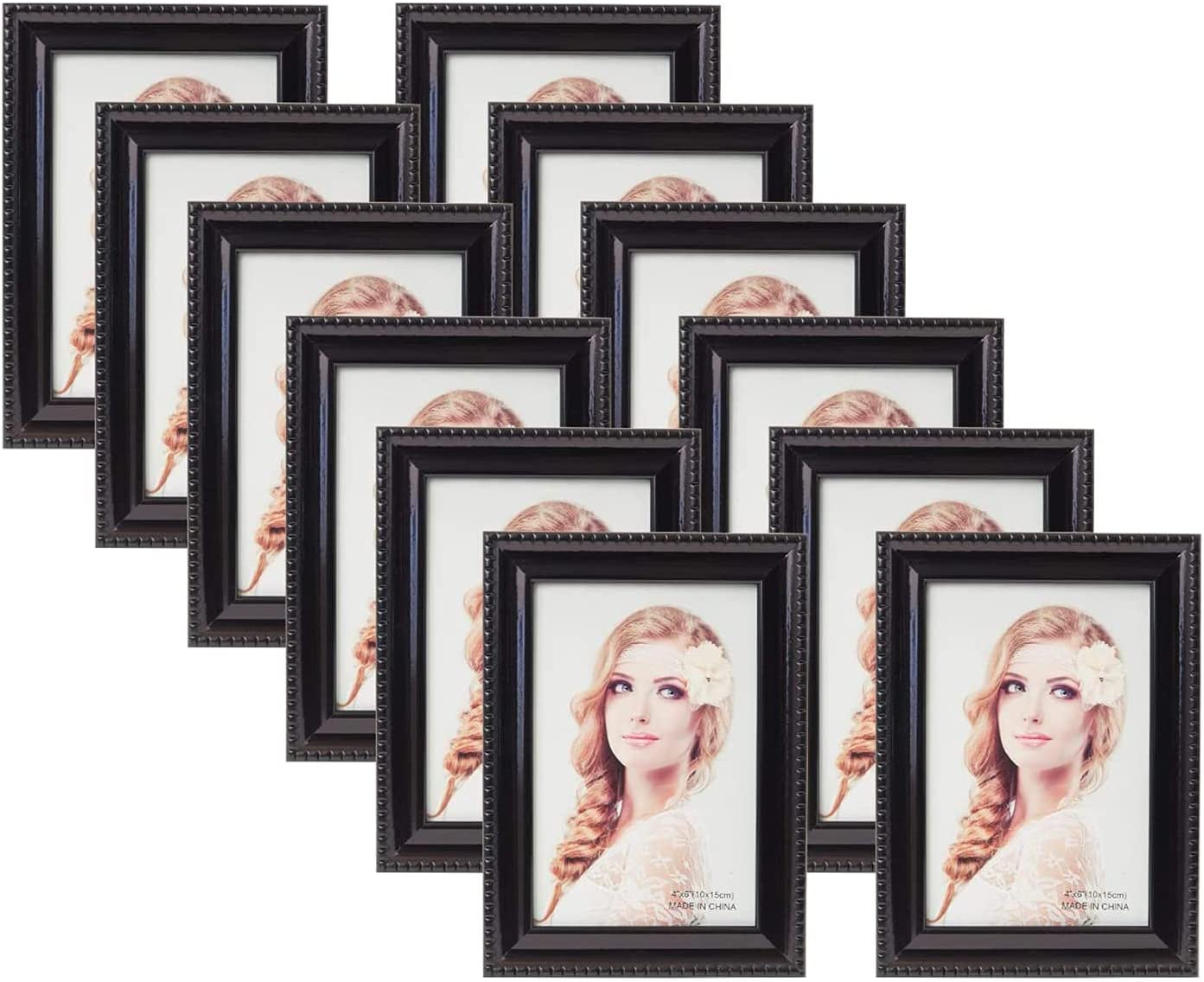 4x6 Picture Frames Set 12 Pack White Black Multi Photo Kit Gallery Wall Décor Tabletop Display Frame Hanging Mount For Desk