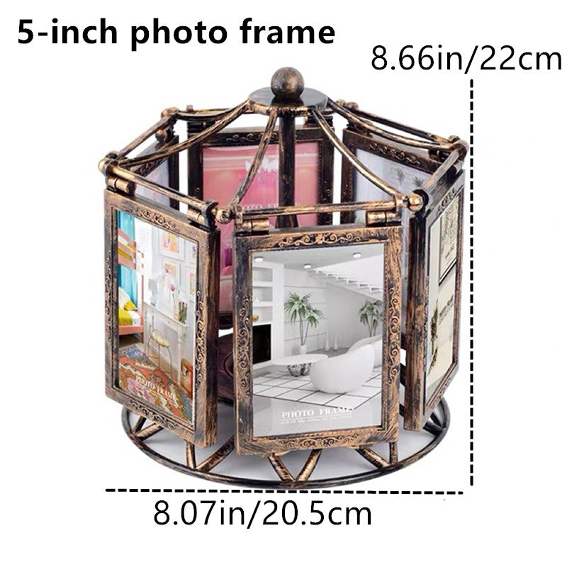 4/5 Inch Photo Frame Wedding Picture Frame Vintage Decoration Home Ornaments Living Room Desk Office Windmill Carousel Frames