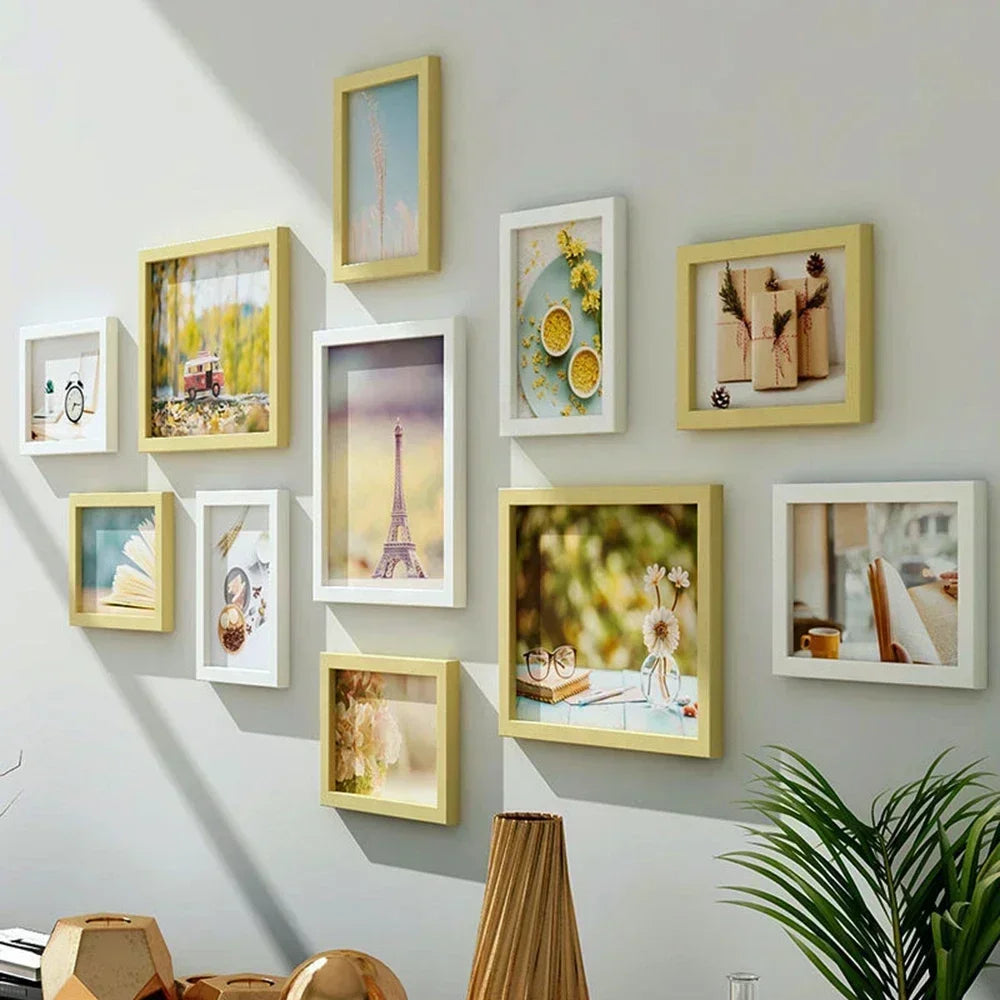 Living Room Photo Frame 11PCS American Wall Combination Wooden Hanging Picture Frame Creative Restaurant Home Decoration