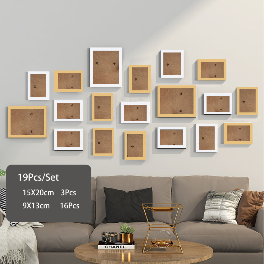 14 or 19Pcs/Set Wood Photo Frames For Pictures Wall Picture Frame Wooden Frame Wall Hanging Photo Decor Wedding Party Home Decor