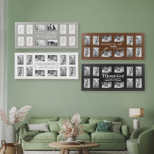 12 Opening Rustic Photo Frame Collage Wall Decor 4x6 Pictures Durable MDF Easy to Hang Family Gift