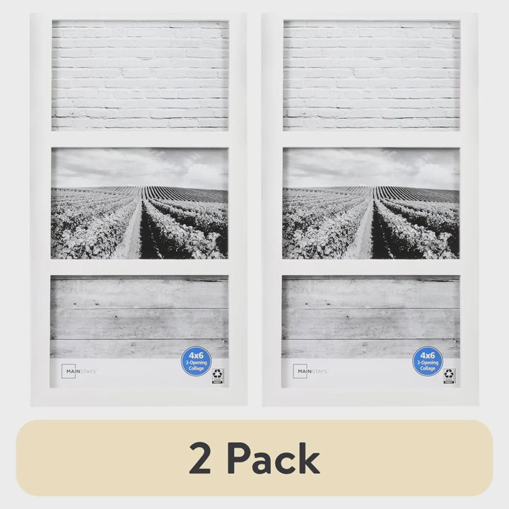 3 Opening 4x6 Picture Frame 2 Pack Gallery Collage Wall Mount Tabletop Display MDF Home Decor Vertical Horizontal